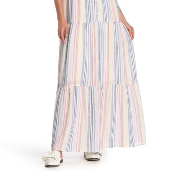 NWT Splendid Striped Linen Blend Tiered Maxi Dress - Picture 4 of 9